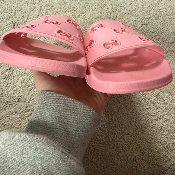 Gucci Embossed Pink Slides - Picture 6 of 10